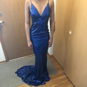 blue sequin prom/formal dress